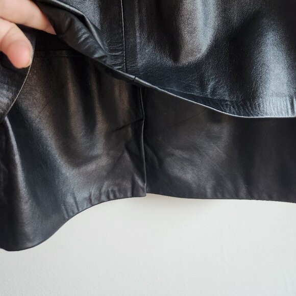 🇫🇷 Vintage Black Leather Mini Skirt - Made in France - Sz 6 - Picture 7 of 14